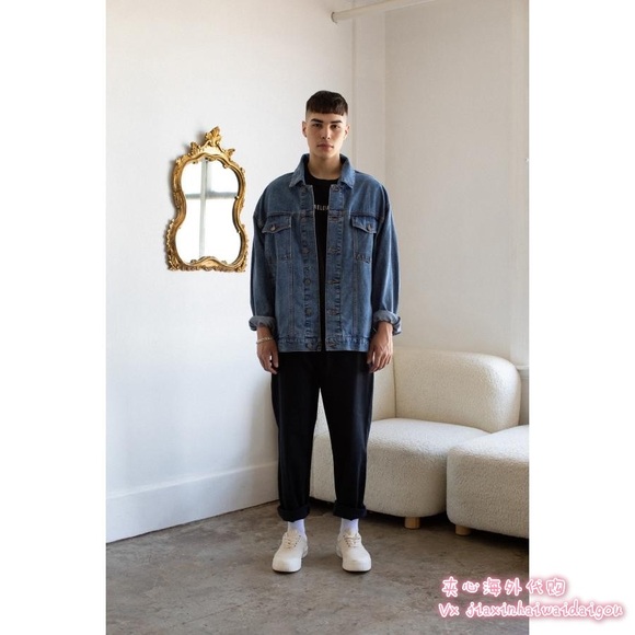 Oak fort men denim jacket medium light wash XS - Picture 8 of 11